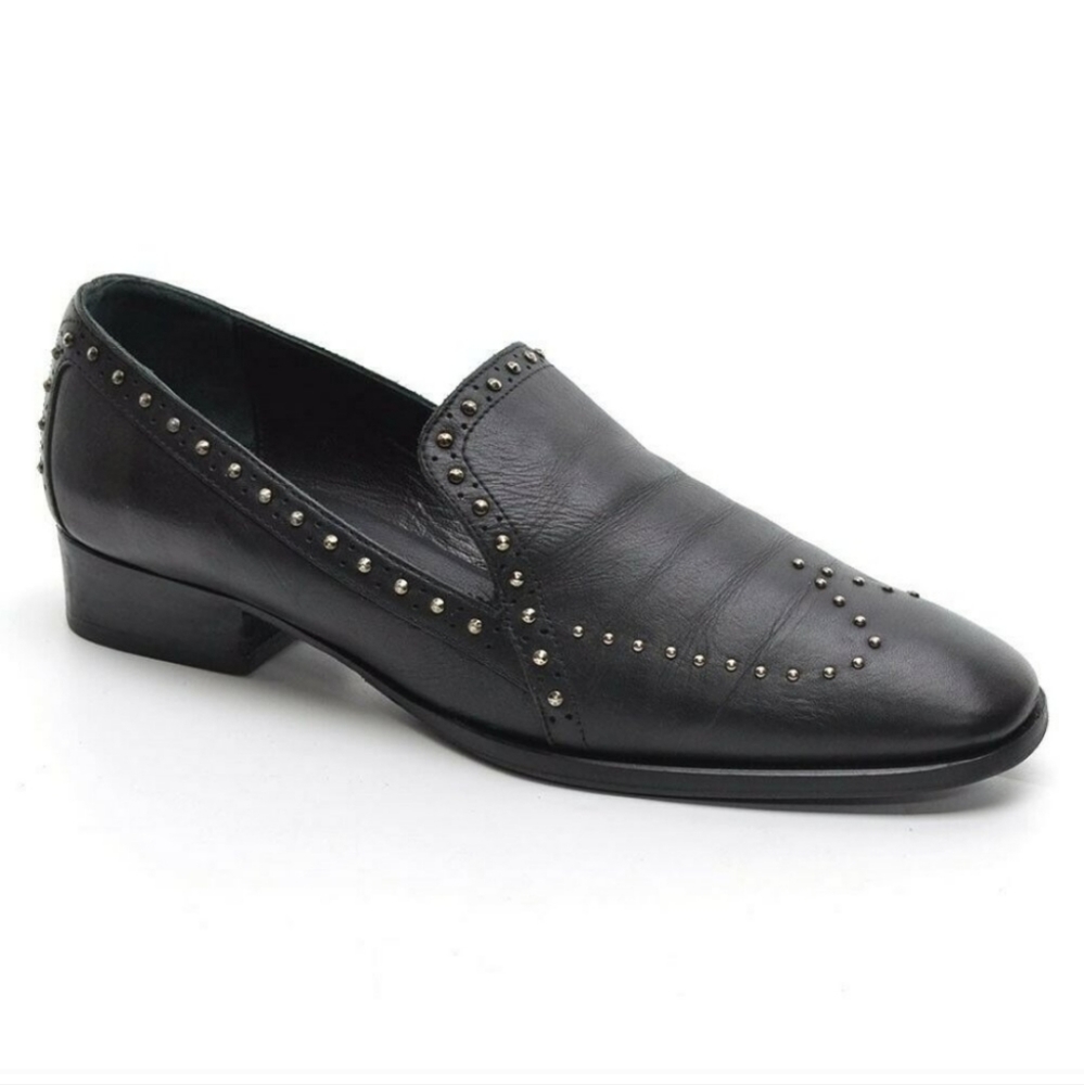 Allsaints woman's black leather slipon flat shoes size 7